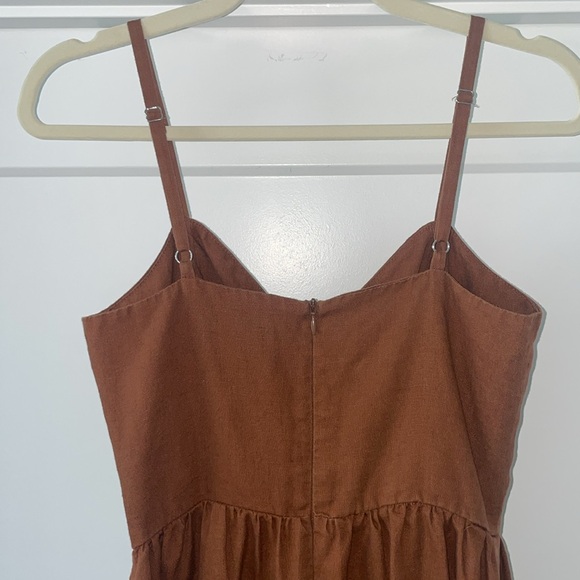 Reformation Thelma midi dress in brown linen size 2 - Picture 6 of 14